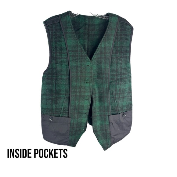 NWT PIOMBO Green Plaid Vest with Pockets - Picture 3 of 4